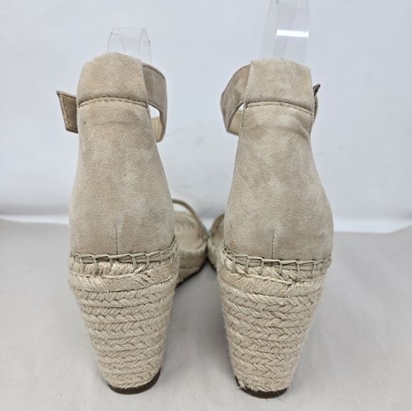 Vince Camuto Womens Wedge Espadrilles Sz 11M Tan Suede Adj. Ankle Straps - Picture 4 of 15